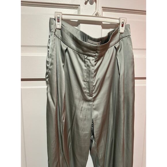 Abercrombie and Fitch Satin Tailored Wide Leg Pant Sage Size 33 Long - Picture 5 of 10